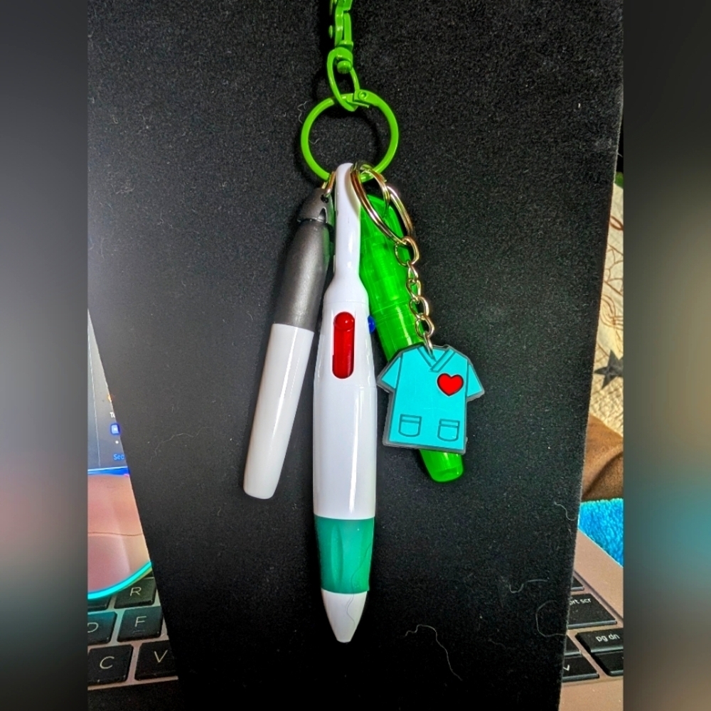 Work Supplies On A Clip With Cute Scrub Shirt Key Chain